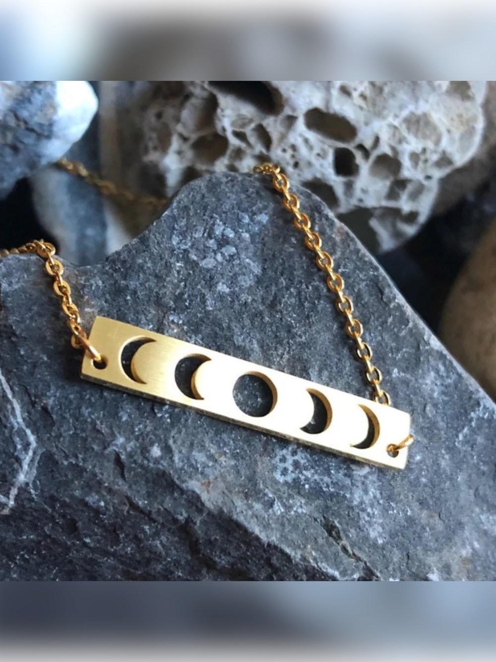 Stainless Moon Phase Bar Necklace NWT